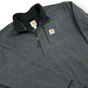 Carhartt 1/2 Zip Fleece Jacket Mens 2XL XXL Gray Lodge Camp Fall Winter Mock